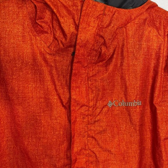 Columbia men's size Small, omni-tech, full zip orange hooded rain jacket. - Picture 6 of 9
